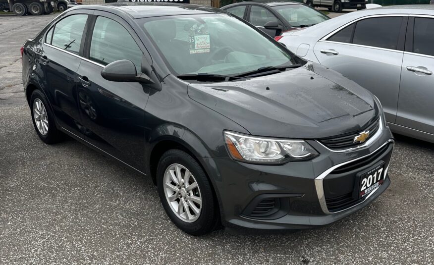 2017 CHEVROLET SONIC LT (123KM) BACK UP CAMERA REMOTE START $12,995 + HST